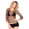 LEG AVENUE T Shirt Résille Filet De Pêche -Meilleur Lingerie Magasin t shirt resille filet de peche
