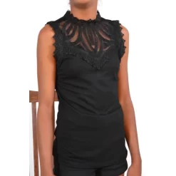 Top Brodé Baroque Noir